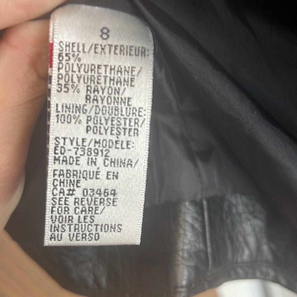 RICKIS Black Faux leather ladies spring jacket size 8 Medium short coat - Picture 4 of 11